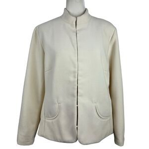 Chicos Mandarin Collar Blazer Jacket Size XL 16 Off White Lined Career Job